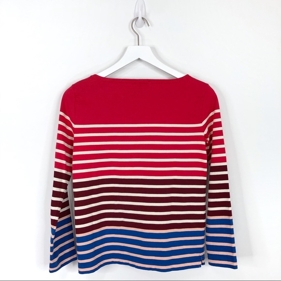 SOLD J Crew Red Colorblock Striped Long Sleeve Tee - Picture 6 of 8